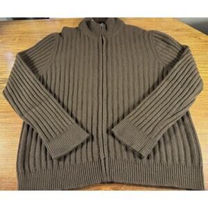 Manrico 100% Cashmere Men's 58 XXXL Brown Full Zip Sweater Casual Luxury